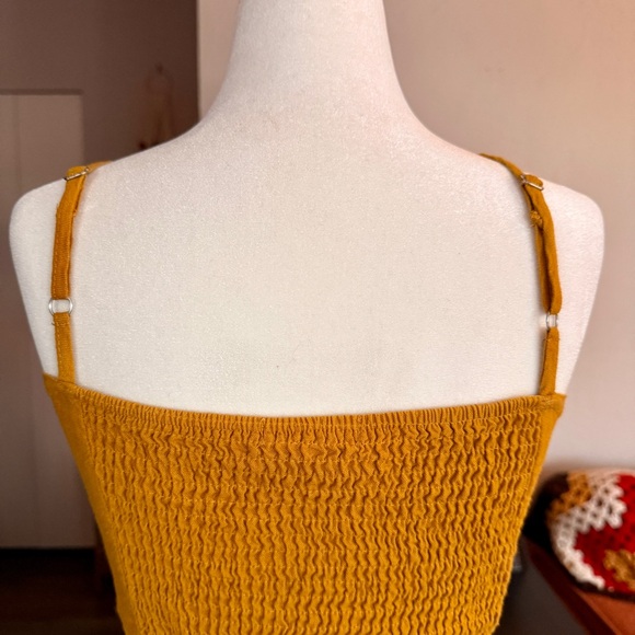 Mustard Yellow Bow-Tie Front Crop Top - Picture 4 of 8